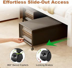 Fokyfok 2Pack Under Bed Storage Containers,12 inch Height,31 inch Long | Under Bed Shoe Storage,Underbed Storage with Wheels,Large Rolling under bed Clothes Storage Drawers,Lid,Dorm Tall,Black - Image 4