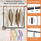 Hanging Closet Rod Adjustable Width Height Closet Rods For Hanging Clothes Black 2 Pack Closet Extender Hanging Rod Clothes Space-Saving Hanging Bar Organizer - Image 6