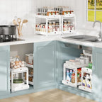 2 Pack Bamboo Under Sink Organizer, 2-Tier Pull-Out Drawers, Kitchen & Bath - Image 3