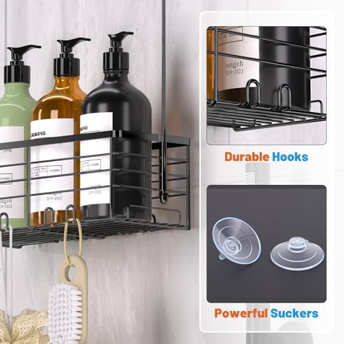 YUOROS 304 Stainless Steel Hanging Shower Caddy (Black) - Image 3