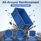 Heavy Duty Storage Bins, 1-Pack Stackable Tool Storage Box for Hardware, Screws, Nuts and Bolts, Space-Saving Straight Wall Container for Garage, Workshop & Factory, 13.5"L × 10.3"W× 5.1"H, Blue - Image 2
