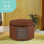 Samplife Hat Box,Hat Storage Box,Stackable Round Brim Hats Organizer Bag Container for Closet,Travel Hat Boxes for Women, Cowboy Hat Organizer, FoldableTravel Cap Boxes (04-Brown, 16.5" D x 10.5" H) - Image 3