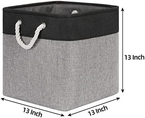 Bidtakay Fabric Cube Storage Bins for Organizing ​13x13 Large Storage Baskets Decorative Storage Bins for Home Storage Set of 3 Shelf Organizer Bins for Toy Storage (Black&grey) - Image 5
