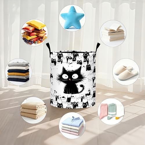 Cat Laundry Basket Storage Bin Foldable Laundry Hamper Clothes Storage Bucket Organizer 19.6x15.7 Inch For Laundry Room/Bedroom/Bathroom - Image 5