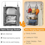 Hanging Closet Organizers and Storage, 3 Tier Closet Shelf Clothes Organizer with 2 S-Hooks, Multi-Functional Iron Wire Baskets, for Clothing, Sweaters, Handbags, Hat, Canned - Image 6