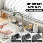 3 Pack Diatomite Stone Sink Tray, Water Absorbing Mat for Kitchen & Bathroom Counter, Quick Dry Soap Dish Makeup Vanity Caddy,Sponge Holder Organizer, Dark Gray 1pc of 8"x 3.8" and 2pcs of 3.8"x 3.8" - Image 3