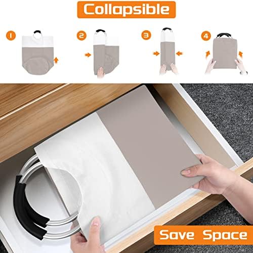 BlissTotes 90L Laundry Basket, Freestanding Collapsible Hamper, Brown - Image 6