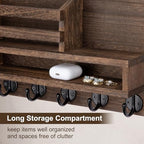 Key and Mail Holder Wall Mount, Key Hanger with Long Storage Box and 5 Hooks for Coat, Dog Leash, Home Decor Rack, House Accessories, Entry Way Organizer 11.8”W x 7.8”H x 3.2”D - Image 4