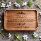 Personalized Wooden Valet Tray for Son-in-Law, Custom Engraved Groom Gift from in-Laws, Wedding Keepsake Gift for Men, Welcome New Son Gift from Parent - Image 5