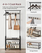 VASAGLE Coat Rack, Hall Tree with Shoe Bench, 4-in-1, 9 Removable Hooks - Image 3