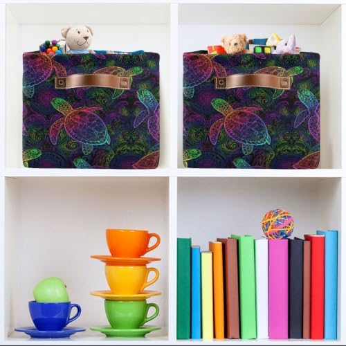 Rectangular Storage Basket Neon Animal Turtle Tortoise Organizer Bin Shelf Baskets For Clothes For Home Office Dorm - Image 6