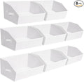 Homsorout Closet Baskets for Shelves - Decorative Storage Baskets with Handle, Trapezoid Closet Bins for Organization, Shelf Storage Bins for Clothes, Books, Home, Office, 8 Pack, White by Homsorout