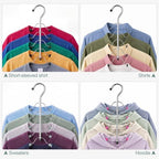 Ripeng Space Saving Clothes Hanger 9 Packs 5 in 1 Multi Layer Anti Slip Metal Heavy Duty Stainless Steel Sweater Shirt Clothes Hangers Closet Storage Organizer (Rose Red, Black, Gray, Style 1) - Image 5