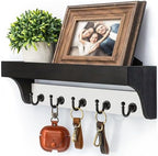 Rebee Vision Key Holder Wall Mount with Shelf for Entryway, Black & White by REBEEVISION