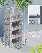 Stackable Storage Bins Open Front for Pantry Storage, 4 Pack - Light Grey - Image 2