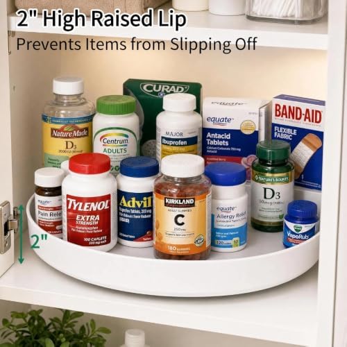 CTIME Lazy Susan for Refrigerator, 11.8in White Lazy Susan Spice Rack - Image 4