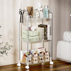 SPACEKEEPER 3 Tier Acrylic Storage Rolling Cart Clear Bathroom Cart Organizer, Transparency Laundry Room Organization Mobile Shelving Unit Multifunction Rolling Utility Cart for Office Living Room - Image 7