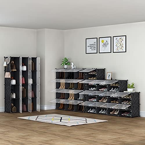HOMIDEC Shoe Rack Organizer 48 Pair Modular Shoe Storage Cabinet for Closet | PP Plastic, Sturdy Steel Frame, Waterproof, Dustproof, Easy Clean, Shoe Shelves for Closet Garage Hallway Bedroom Entryway - Image 5