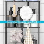 HuggieGems Metal Floor Standing Corner Shower Caddy, Matt Black, 2 Tier - Image 5