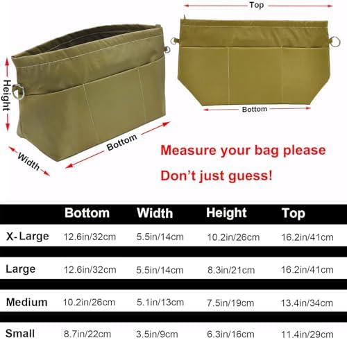 Handbag Tote Purse Organizer Insert, Small, Khaki Green - Image 2