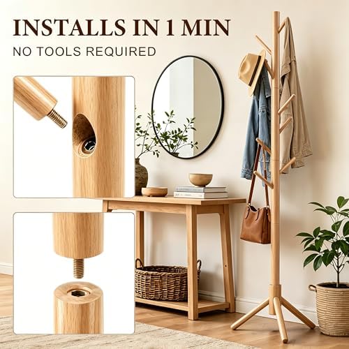 Wooden Coat Rack Freestanding - Image 2
