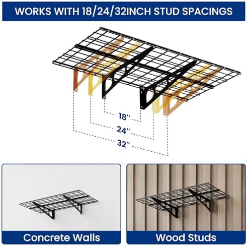 FLEXIMOUNTS 1-Pack 2x4ft Garage Shelving Wall-Mounted Storage Rack, Black - Image 6