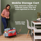 ECR4Kids Universal Rolling Cart with Canvas Organizer Bag, Mobile Storage, Red/Grey - Image 3