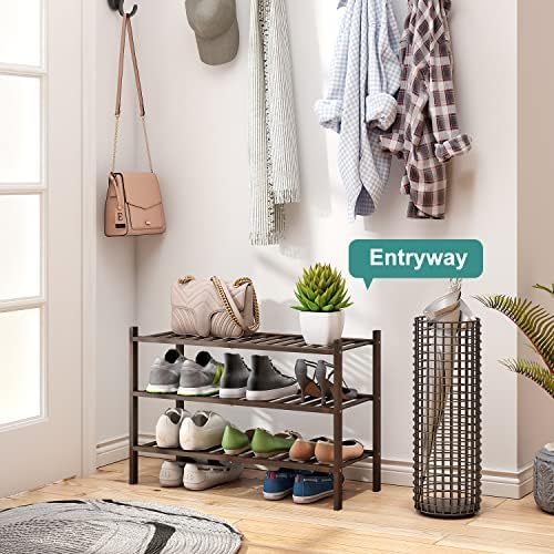 viewcare Shoe Rack for Closet, 3-Tier Bamboo Wood Shoe Racks, Stackable | Beautiful | Natural | Functional | Sturdy, Bamboo Shoe Rack for Entryway Hallway Closet - Image 2