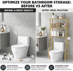 GloTika 3-Tier Over Toilet Storage, Anti-Tilt, 64" H, Gold - Image 5