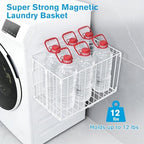 Magnetic Collapsible Laundry Basket, Foldable Metal Laundry Hamper for Washing Machine Side, Space Saving Pop Up Hamper, Laundry Room Organization and Storage (White) - Image 6