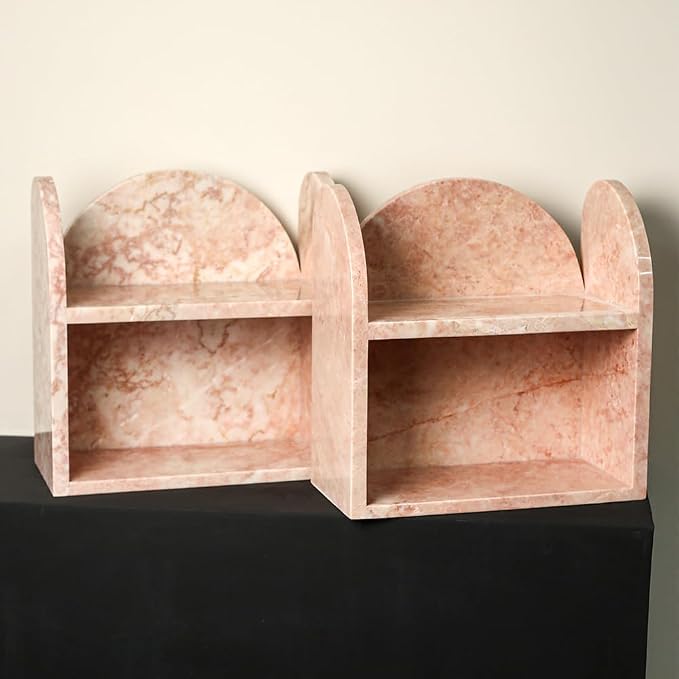 DUANYAN Marble Shelf Bathroom Counter Organizer and Storage 2-Tier Pink - Image 8