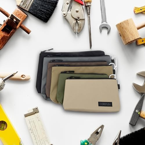 COREFLEX Premium Tool Pouch Zipper Bag, Small Tool Bag, Multipurpose Storage pouch, Heavy duty Flat Bottom Tool bag with YKK Zipper (6 pack Combo mixed size) - Image 6