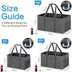 LHZK Standing Extra Large Utility Tote Bag with Metal Wire Frame and the Sides Rinforced, Extra Large Tote Bag with Handle, Reusable Grocery Bags Foldable, Beach Bag, Car Tote (Gray, 26''x15''x13'') - Image 5