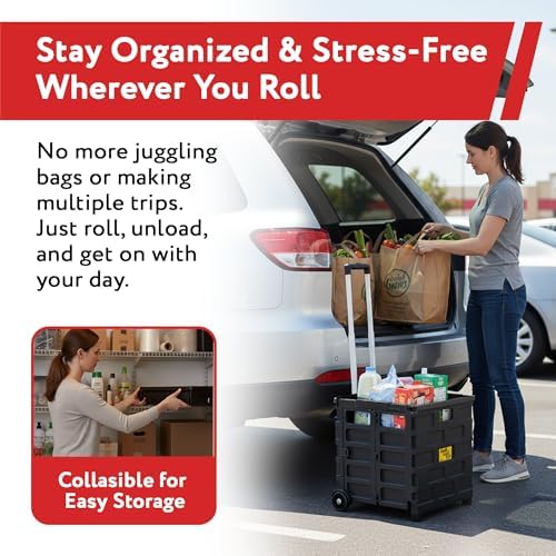 dbest Products Quik Cart Pro Collapsible Rolling Crate on Wheels - Black - Image 6