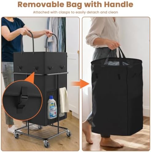 150L Large Laundry Hamper with Wheels, Rolling Laundry Basket - Image 3
