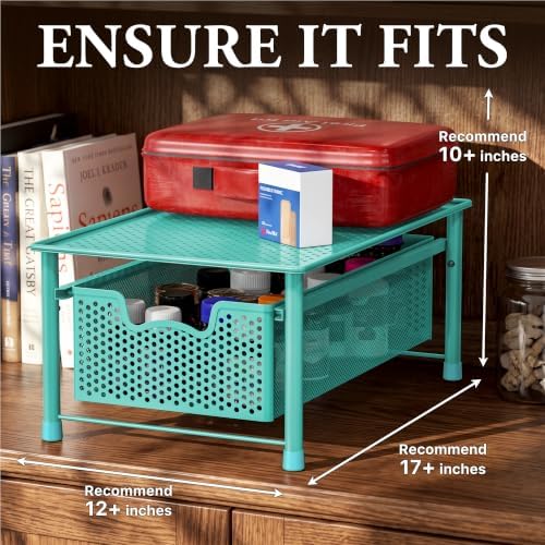Simple Houseware Stackable Cabinet Basket Drawer Organizer, Turquoise - Image 3