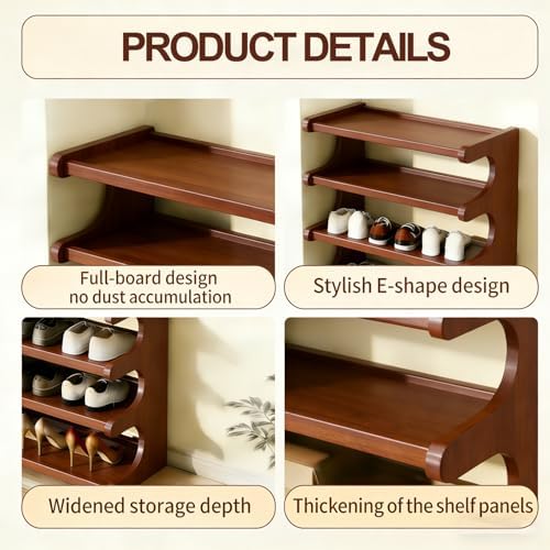 39" Bamboo Shoe Rack - Vertical Shoe Organizer Rack for Small Space, Narrow Shoe Tower for Closet, Entryway, Corner, Tall Shoe Shelf with Removable Shelves, Flexible Storage Shelf for Saving Space - Image 3