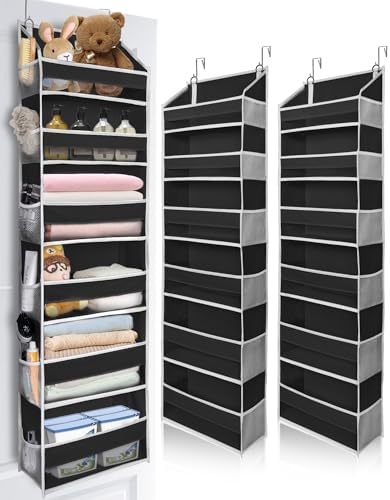 ULG 2Pack-Over The Door Organizer with 6 Large Pockets 12 Side Pockets Door Hanging Organizer Black Door Hanging by ULG