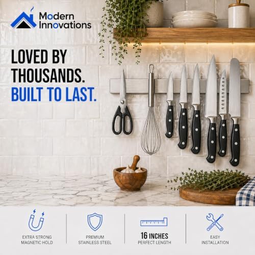 Modern Innovations 16 Inch Stainless Steel Magnetic Knife Bar with Multi-Purpose Functionality as a Knife Holder, Knife Strip, Magnetic Tool Organizer, Art Supply Organizer & Home Organizer - Image 5