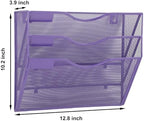 EASEPRES 3 Pocket Mesh Hanging Wall File Organizer, Wall Mounted Mail Paper Document Folder Holder, Clipboard Storage Organization Magazine Rack with Nametag Label for Office School Home, Purple - Image 2