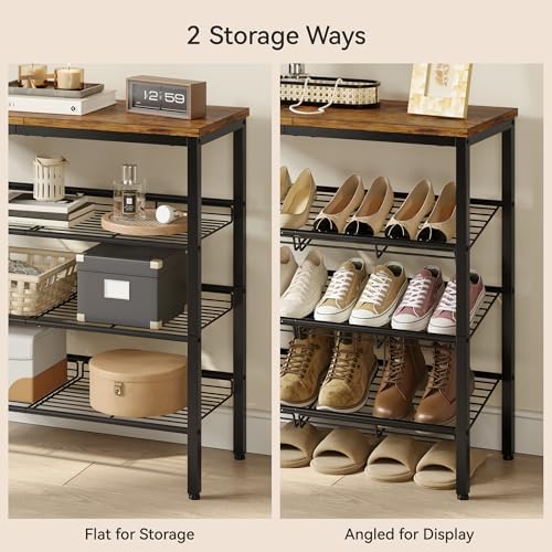 Nunsino Shoe Rack for Closet,4 Tier Shoe Organizer for Entryway,Shoe Shelf with Storage Shelves and Spacious Top,Max Holds 16 of Shoes,Rustic Brown - Image 5