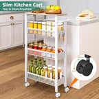 Vivihomety 4-Tier Slim Utility Rolling Laundry Cart with Wheels, Metal - Image 2
