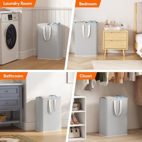 Lifewit 2 Pack Laundry Basket 65L Each, Collapsible Clothes Hamper with Reinforced Handles, Freestanding Waterproof Design for Bedroom and Laundry Room, Grey 130L Total - Image 6