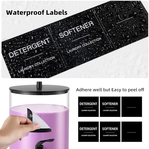 Glass Laundry Detergent Dispenser, 128 oz / 3.5L Fabric Softener Dispenser for Laundry Room Organization, Detergent Holder with Plastic Spigot (Black, 2 Pack) - Image 5