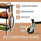 STORAGE MANIAC Basketball Rack 3-Shelf Training Stand with Wheels - Image 3