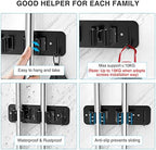 homeasy Wall Mount Mop and Broom Holder, Heavy Duty Stainless Steel Organizer Rack with Hooks | 2-Pack, 2-in-1 No Drill & Screw Installation, Black - Image 4