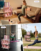 YOTTOY 3-Tier Gym Storage Rack for Home Gym–Multi-Functional Weight Rack, Dumbbell Rack, Yoga Mat Holder with Side Basket & 6 Hooks, Gym Equipment Organizer - Image 6