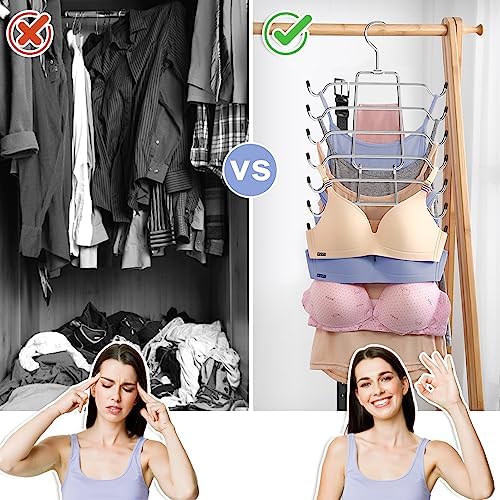 2Pcs Tank Top Hangers Space Saving Hanger Organizer Bra Hangers Silver - Image 2