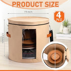 Suzile 4 Pcs Hat Boxes Oversized Round Cowboy Hat Storage Box for Women Men 19" x 17" Cowboy Large Felt Organizer Bag Baseball Cap Container with Dustproof Lid for Clothes Case Travel Gift(Camel) - Image 2