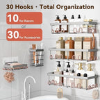 YASONIC Shower Caddy Adhesive, Rustproof Shower Organizer, Wall Shower Rack - Image 3
